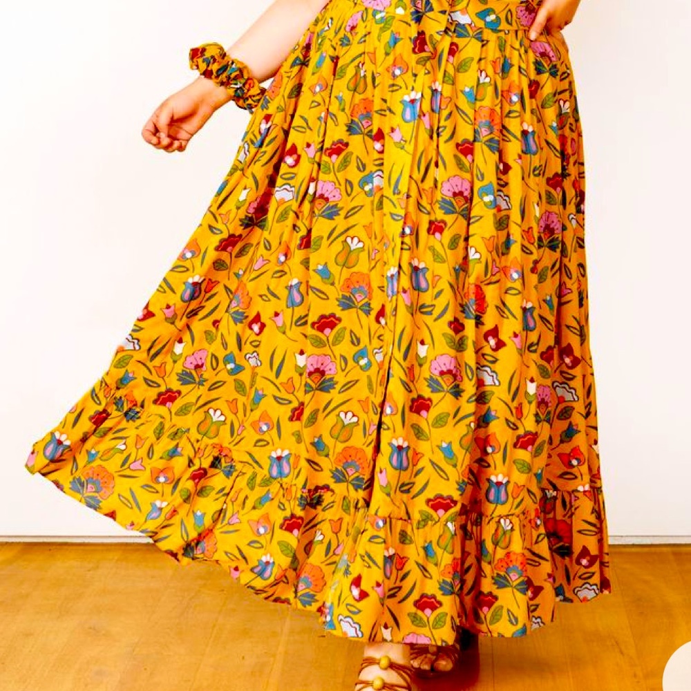 Bye Yellowtail maxi skirt L